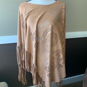 Faux suede tan poncho/shawl
